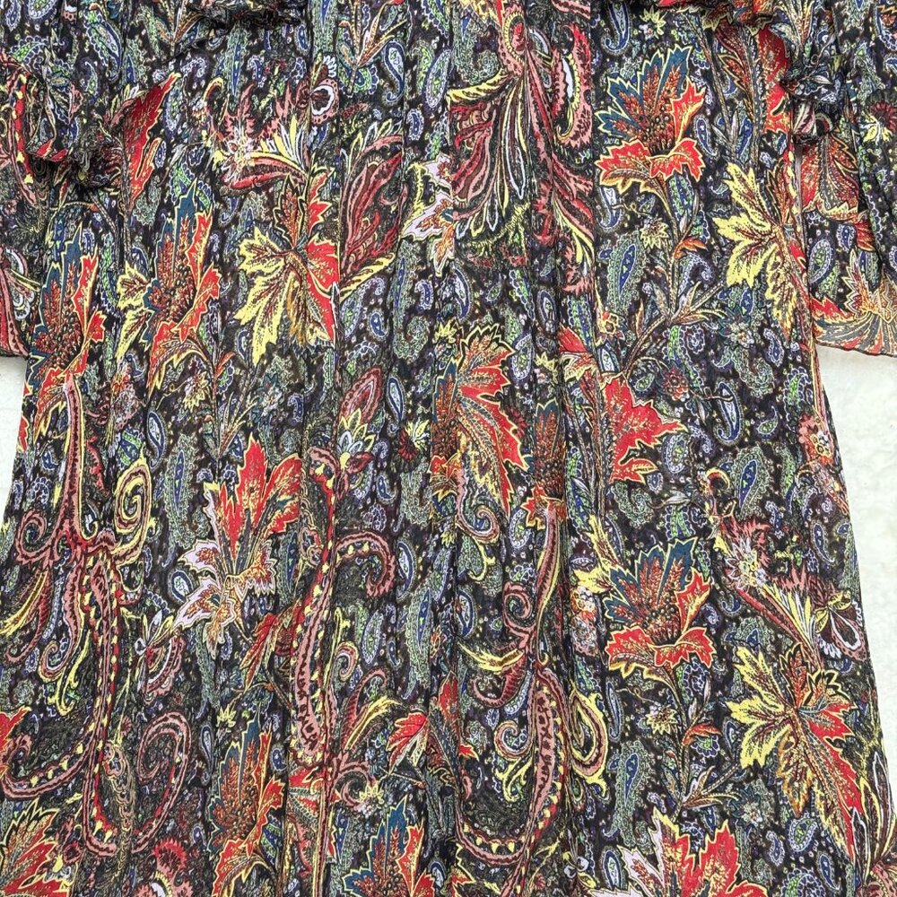 ZARA SHEER PAISLEY BOHO MIDI MAXI DRESS  ROMANTIC RARE FLOWER CHILD HIPPIECORE S - Picture 4 of 13